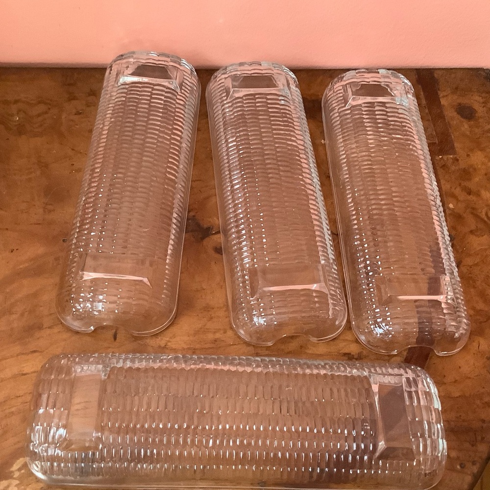 4 Vintage  Corn On Cob Clear Glass Footed Dishes highly detailed kernel pattern - Picture 2 of 6